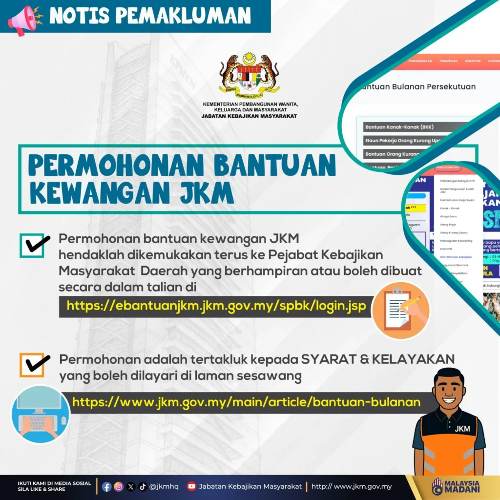 bantuan bulanan jkm permohonan