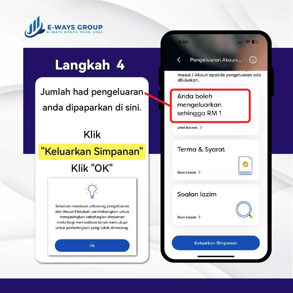 LANGKAH 4 PENGELUARAN KWSP AKAUN 3