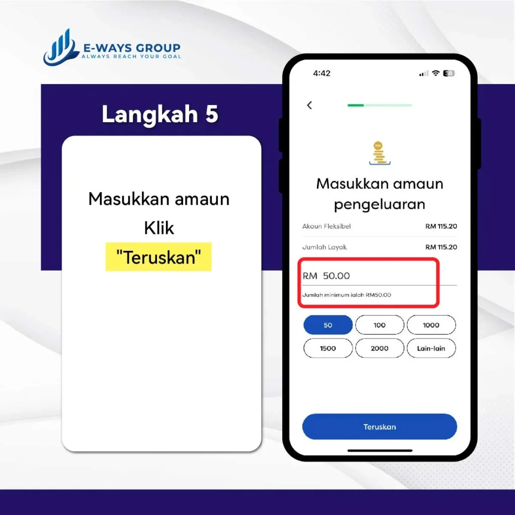 LANGKAH 5 PENGELUARAN KWSP AKAUN 3