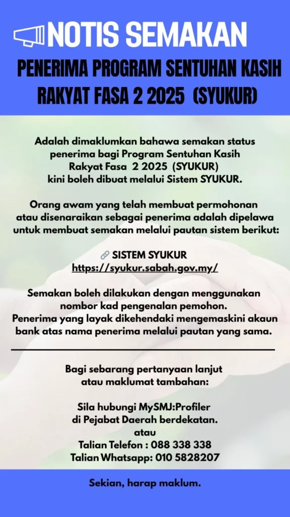 SEMAKAN BAYARAN BANTUAN SYUKUR SABAH 2025