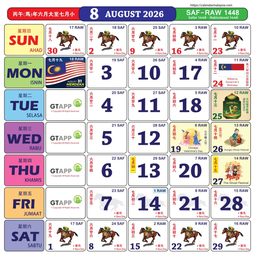 kalendar 2026 ogos