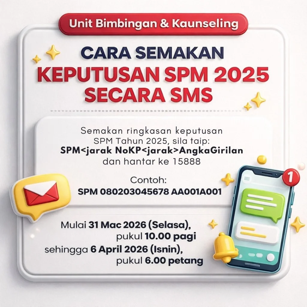 cara semak keputusan spm sms