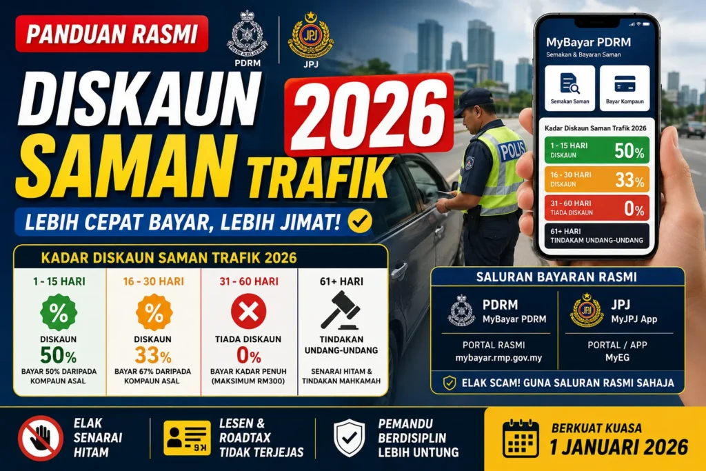 diskaun saman trafik 2026